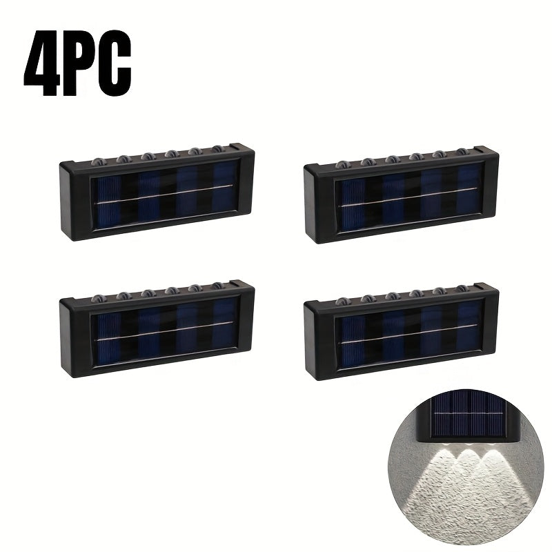 Set of 4 Solar Outdoor Garden Lights! Equipped with 12/16 LED Lights, Two-Way Wall Illumination, IP44 Rating, Easy Installation! Made of Durable Plastic, Perfect for Illuminating Outdoor Paths in Your Garden, Pathway Light, Solar Design