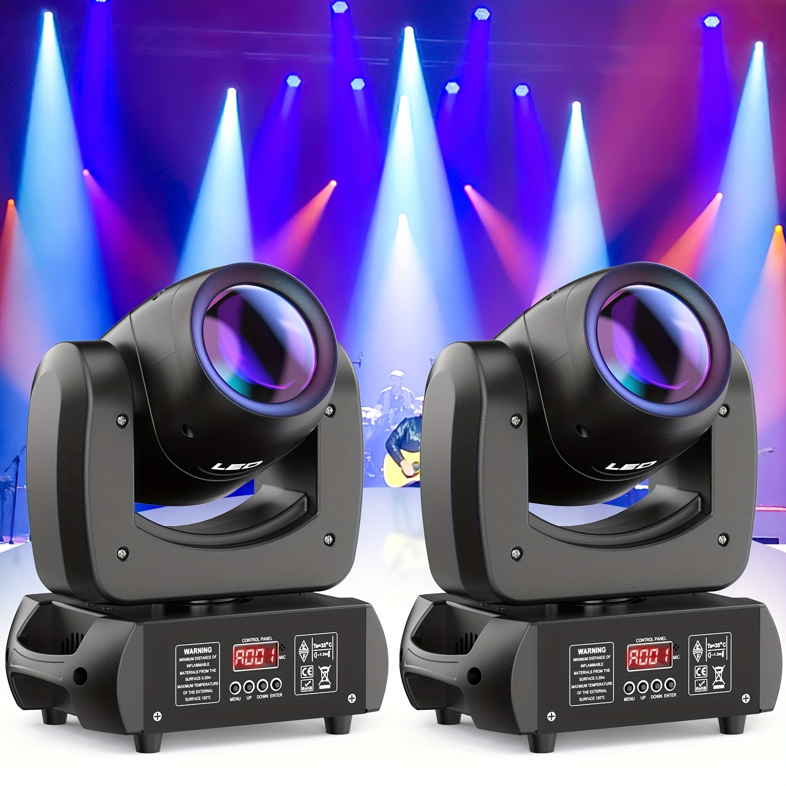 120W moving head DJ light with rotating Gobos (8-facet prism), 7 colors plus on/off white LED beam light, activated by sound and DMX control, for stage lighting, weddings, Halloween, Christmas, churches, live performances