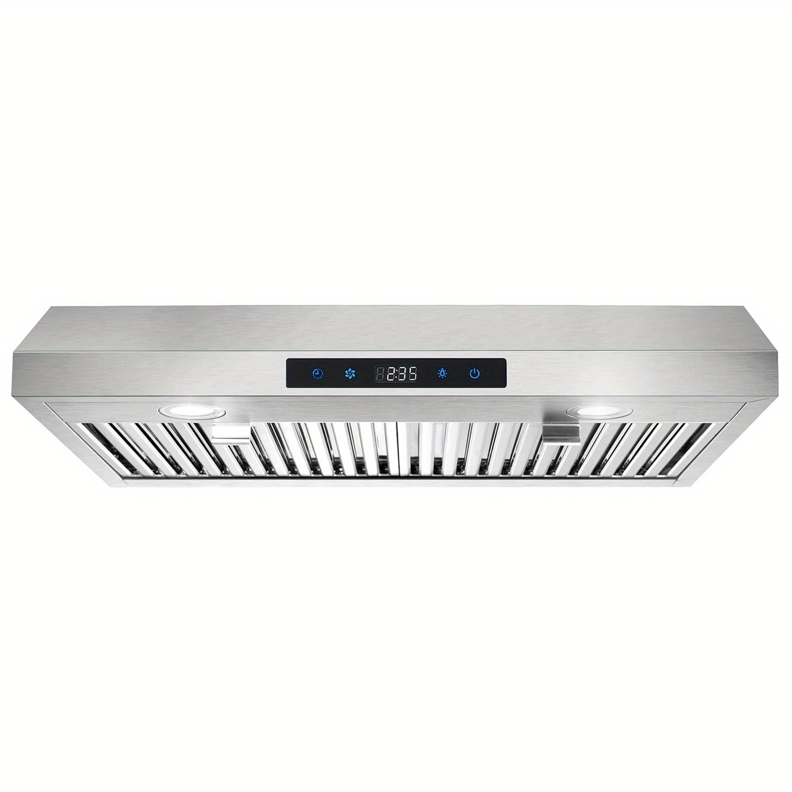 30-Inch Under-Cabinet Range Hood, 3-Way Exhaust, Silver Stainless Steel Construction with Baffle Filter, Kitchen Ventilator, Under-Cabinet Design, 3-Speed Exhaust Fan, Touch Control