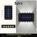 5pcs 10LED Solar Light Outdoor Courtyard Light Yard Garden Decorative Light Fence Wall Washer New Up and Down Glowing Ambient Wall Light