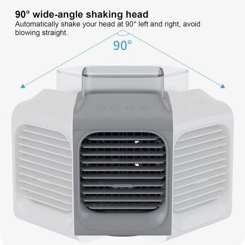 11.83oz Portable Mini Desktop Air Conditioner, USB Rechargeable 90° Oscillating Fan, Compact Square Design for Home Office Travel, Labor-Saving Easy to Use, Modern Aesthetic Durable Structure