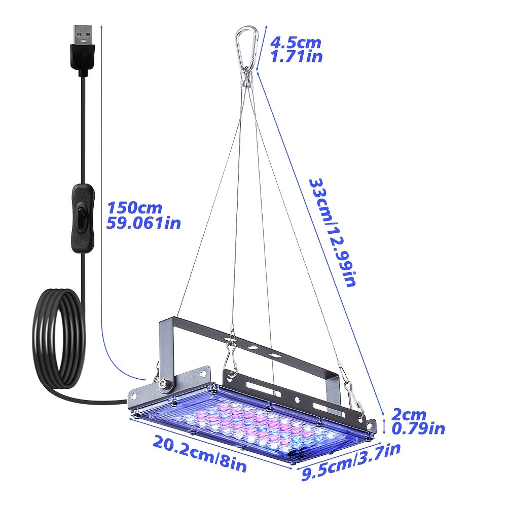1/2/3/4 Heads 5V Grow Light with 50 LED Beads Each, USB Powered with On/Off Switch, Equipped with Hanging Rope, Polished Surface, High-Efficiency Heat Dissipation, Foldable & Space-Saving, Ideal for Vegetables