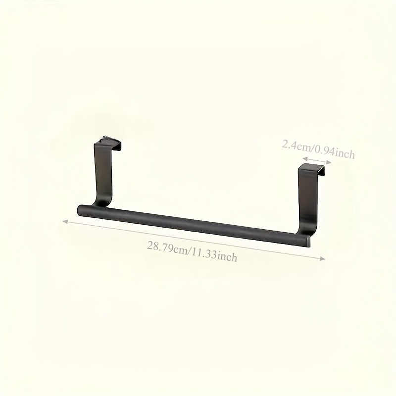 1pc No-Drill Stainless Steel Heavy Duty Over-The-Door Towel Rack - Space-Saving Adhesive Mount, Durable Rustproof, for Bathroom, Kitchen, Cabinet, Closet, Hotel & Home