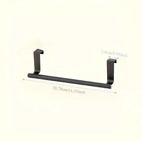 1pc No-Drill Stainless Steel Heavy Duty Over-The-Door Towel Rack - Space-Saving Adhesive Mount, Durable Rustproof, for Bathroom, Kitchen, Cabinet, Closet, Hotel & Home