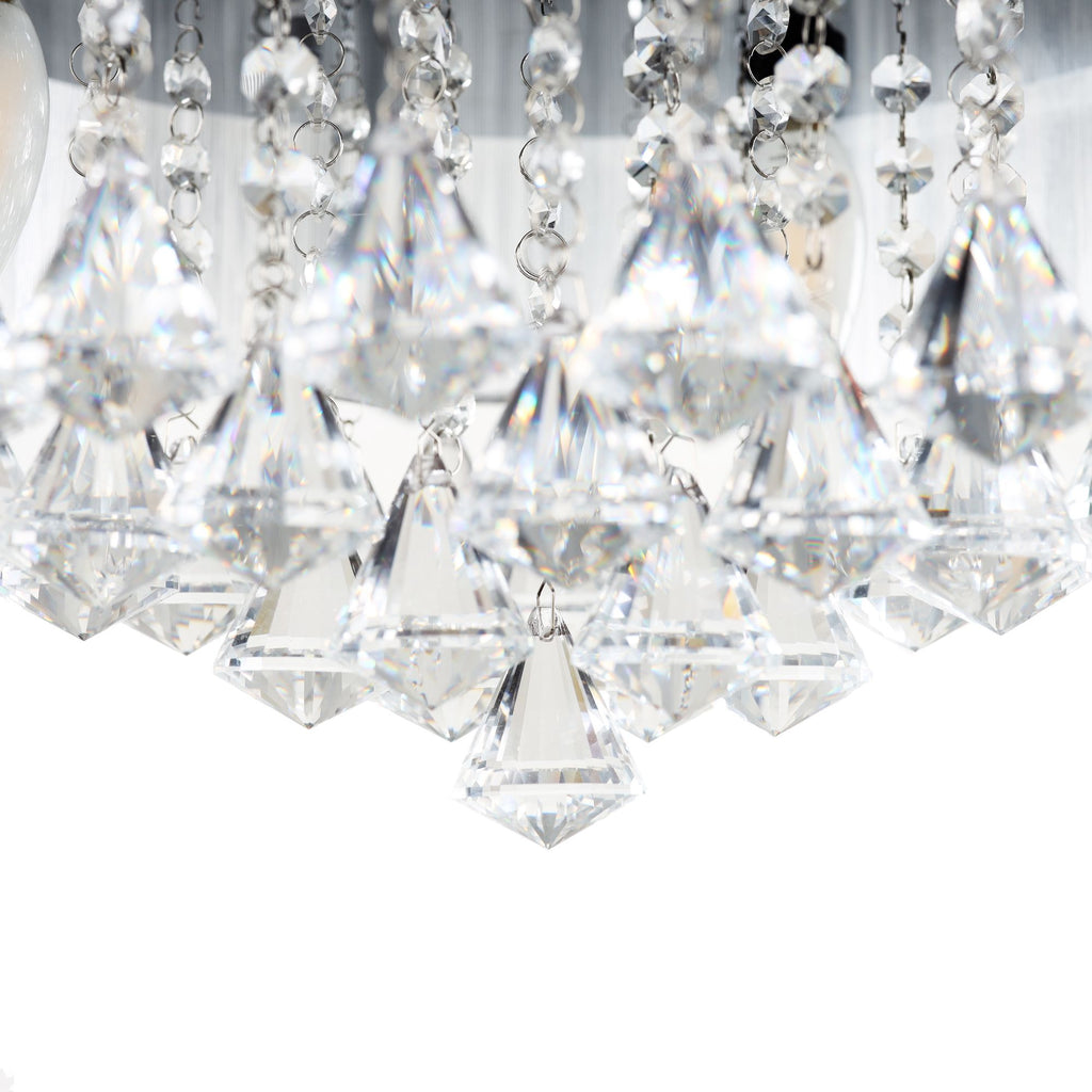 36 Inch Indoor Galvanized Downrod-Mount Retractable Crystal Ceiling Fan Chandelier with Remote & Lampshade