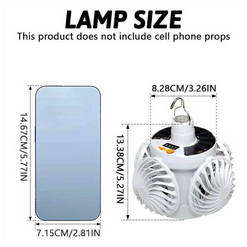 1pc Macro Universe LED Camping Fan Light - Rechargeable Portable Light with Power Display, Foldable Hands-Free Floodlight for Camping, BBQ, Fishing, Tent Lighting & Outdoor Emergency Power