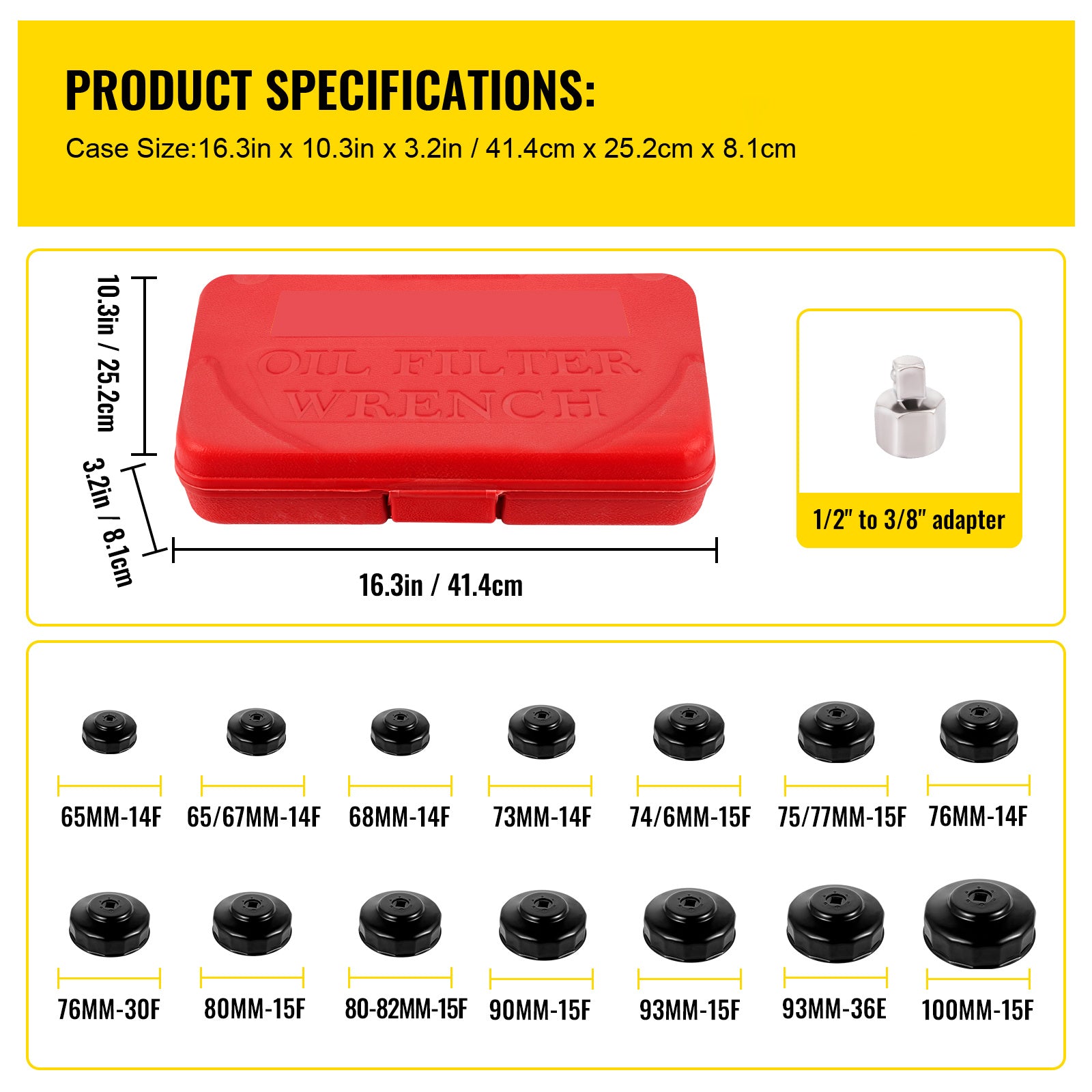 VEVOR Oil Filter Socket Set 14-Piece / 30-Piece Oil Filter Cap Wrench Set