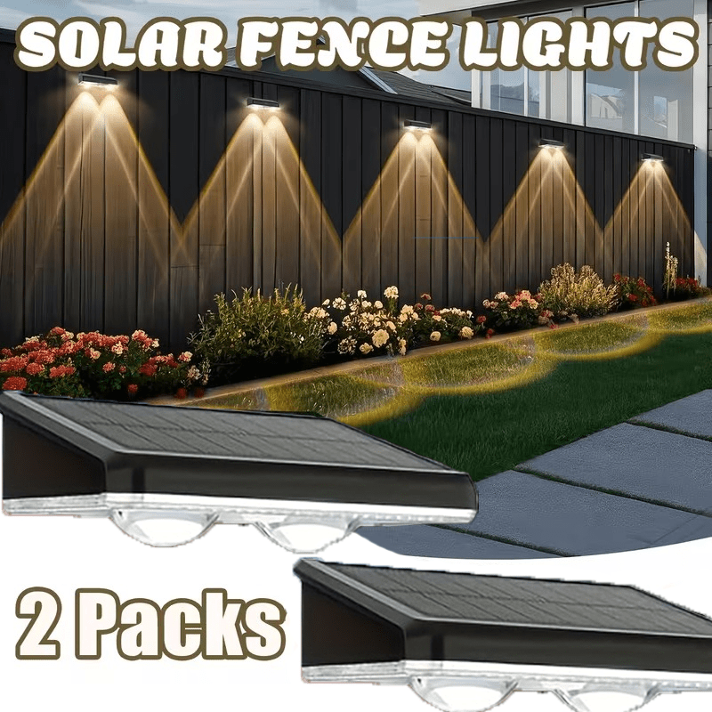 2 LED Beads / Solar Exterior Wall Light / Solar Wall Light / Outdoor Solar Lighting, Solar Outdoor Wall Washer Light, Double-Head Wall Light, Solar Charging, Semi-Flush Mount Installation, Soft Light Non-Dazzling, Solar Automatic Charging