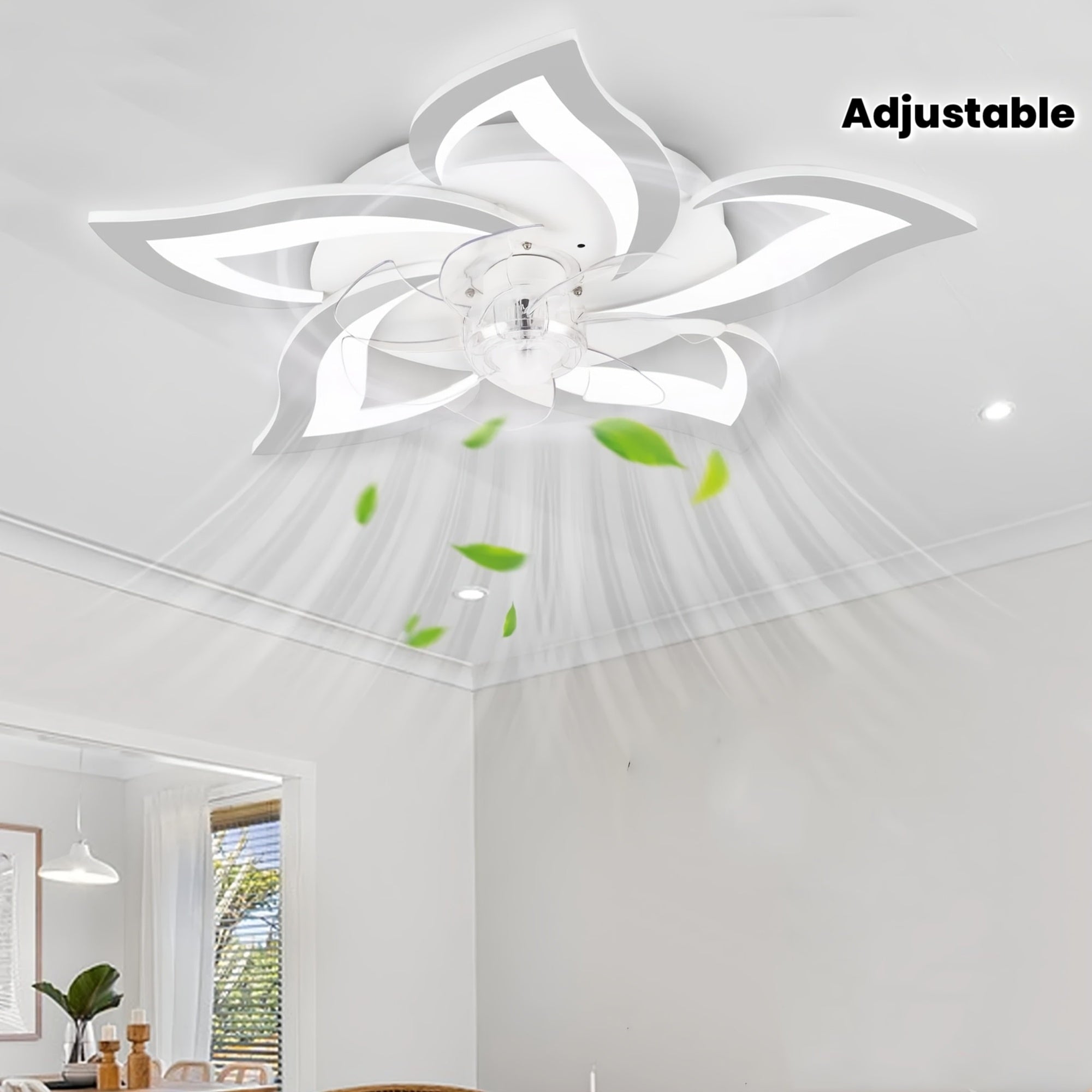 27 Inch Silent LED Modern Acrylic Ceiling Fan Light, Stepless Dimmable Speed Decorative Fan, Suitable for Bedroom Living Room Kitchen