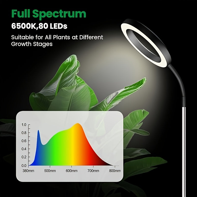 Full Spectrum Plant Grow Light Strip Stand, 3 Lighting Modes, 10 Dimmable Levels, 3/9/12 Hours Timing Function; Heavy-Duty Adjustable Floor Grow Lamp, Height Adjustable, Perfect for Indoor Potted Plants
