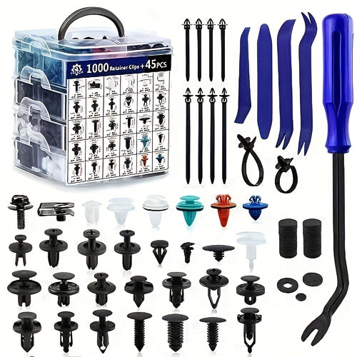 1000-Piece Car Retainer Clip Assortment Kit – Durable ABS Auto Fasteners for Push-Type Edge, Bumper & Rivet Installation