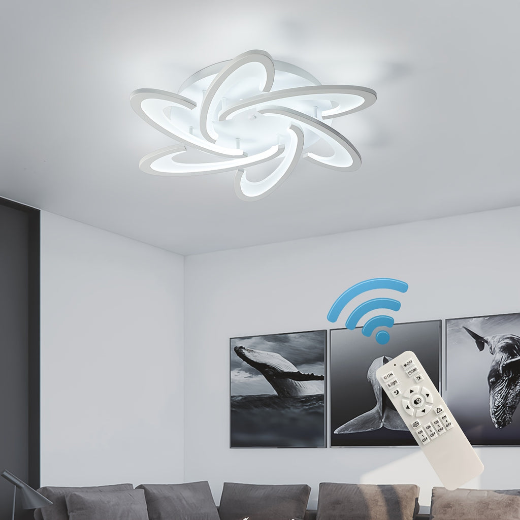 Qcyuui dimmable LED ceiling light - 31.1-inch flush mount modern lighting fixture, 3360LM, 3000K-6000K adjustable color temperature, suitable for living room, kitchen, bedroom and dining room