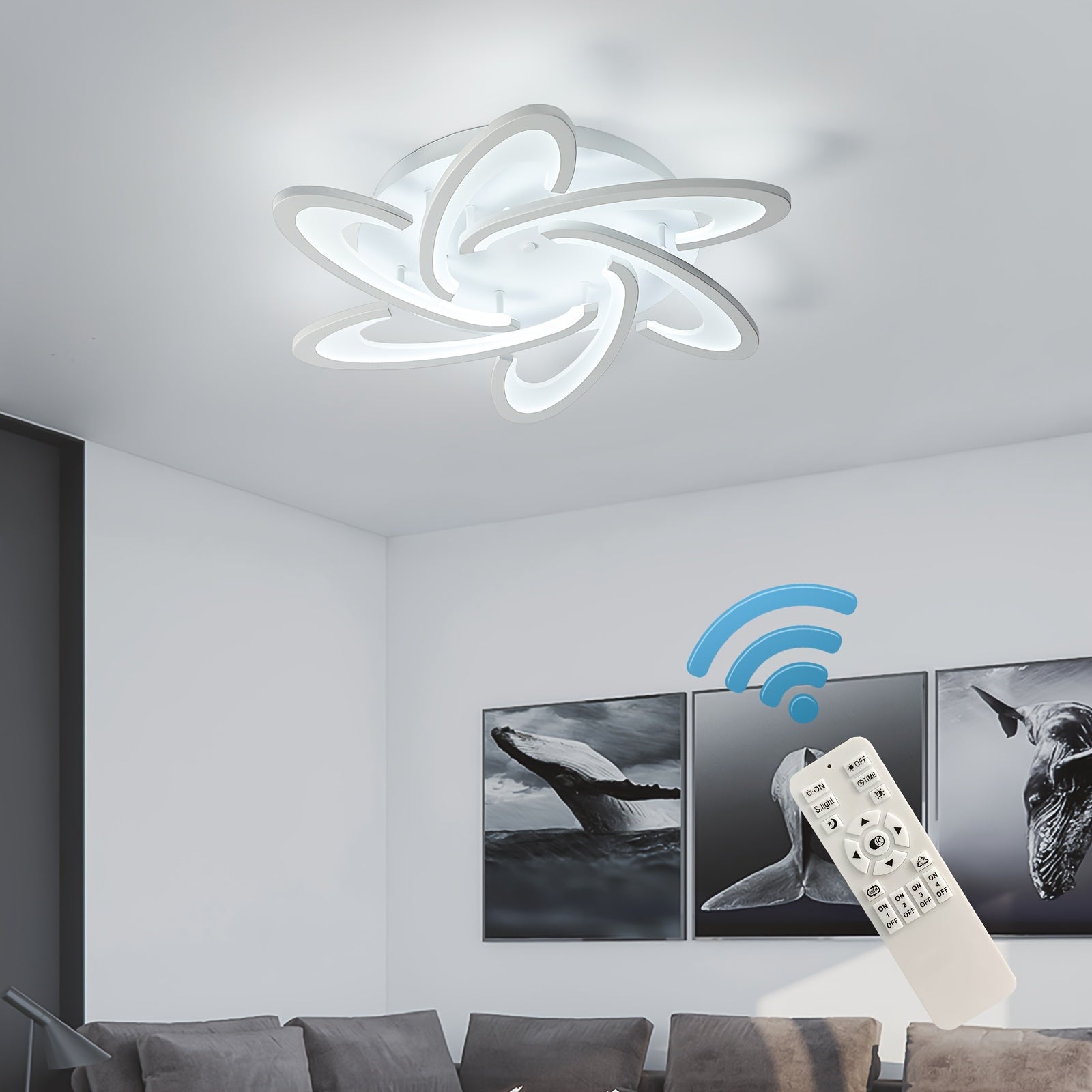 Qcyuui dimmable LED ceiling light - 31.1-inch flush mount modern lighting fixture, 3360LM, 3000K-6000K adjustable color temperature, suitable for living room, kitchen, bedroom and dining room