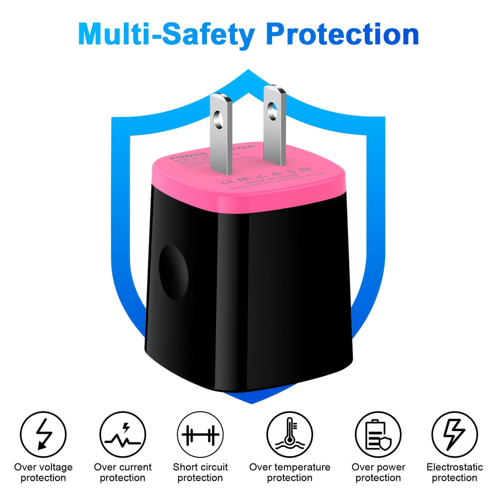 10W Fast Charger 5V/2.1A US Plug | 6ft USB A to USB C Nylon Braided Data Cable, Lightweight Design, 100V-240V Operating Voltage