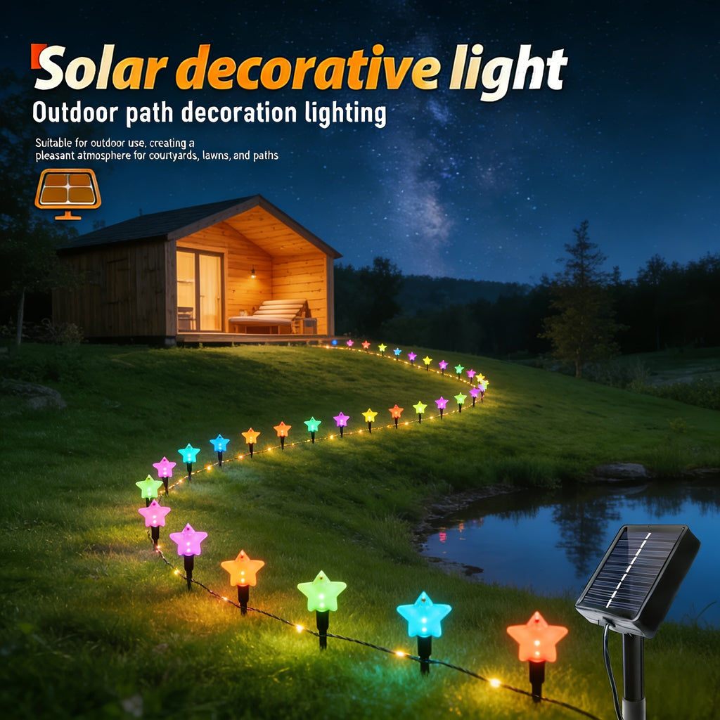 Outdoor Solar Courtyard Light, 10-LED Star Solar Courtyard Light, Outdoor Decorative LED Light, Suitable for Outdoor Garden Path, Lawn Decoration, Perfect for Valentine's Day, Mother's Day, New Year and Ramadan Decoration
