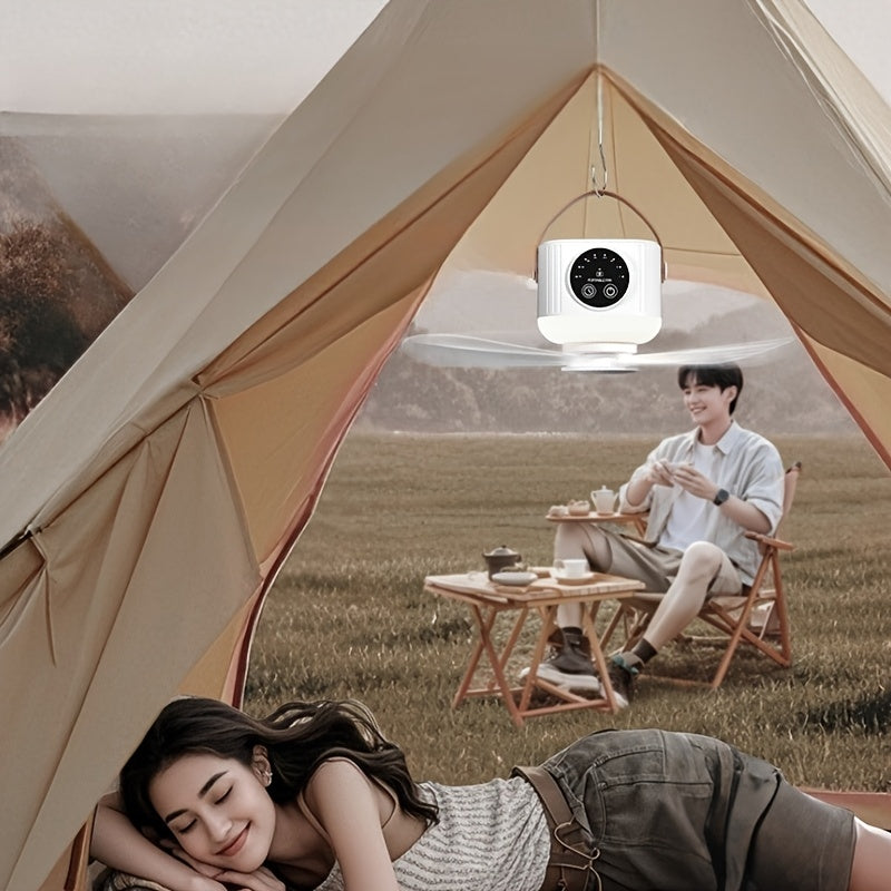 Portable Hanging Air Circulation Fan, USB Rechargeable Quiet Fan, 4 Speed Levels, 3 Night Light Modes, Hanging Wall Mount Desktop Placement Available, with Mosquito Repellent Strip