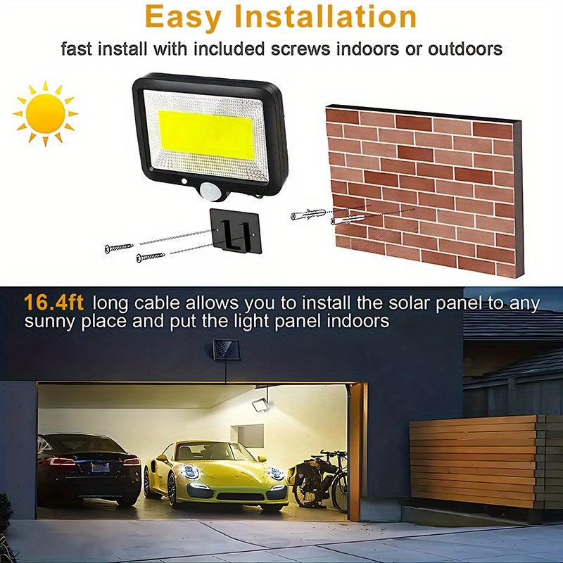 100 LED Solar Wall Light, Outdoor Garden Solar Spotlight with Motion Sensor, 3 Lighting Modes, Waterproof Wall Lamp for Garden Street Porch Yard Decoration