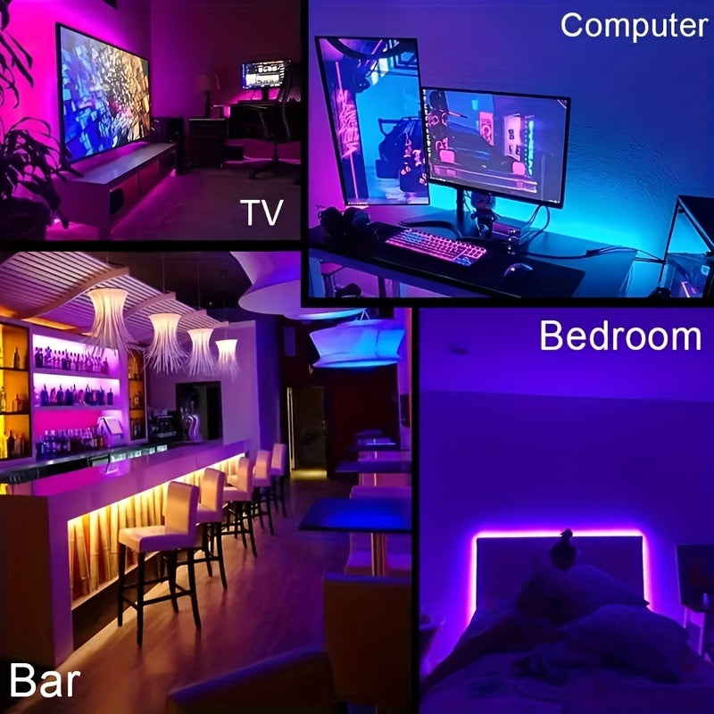3.3英尺/1米-100英尺/30米 LED灯带，5V RGB LED灯，带3键遥控器，亮度可调，颜色可变，非常适合电视、客厅、卧室或派对环境（USB供电）