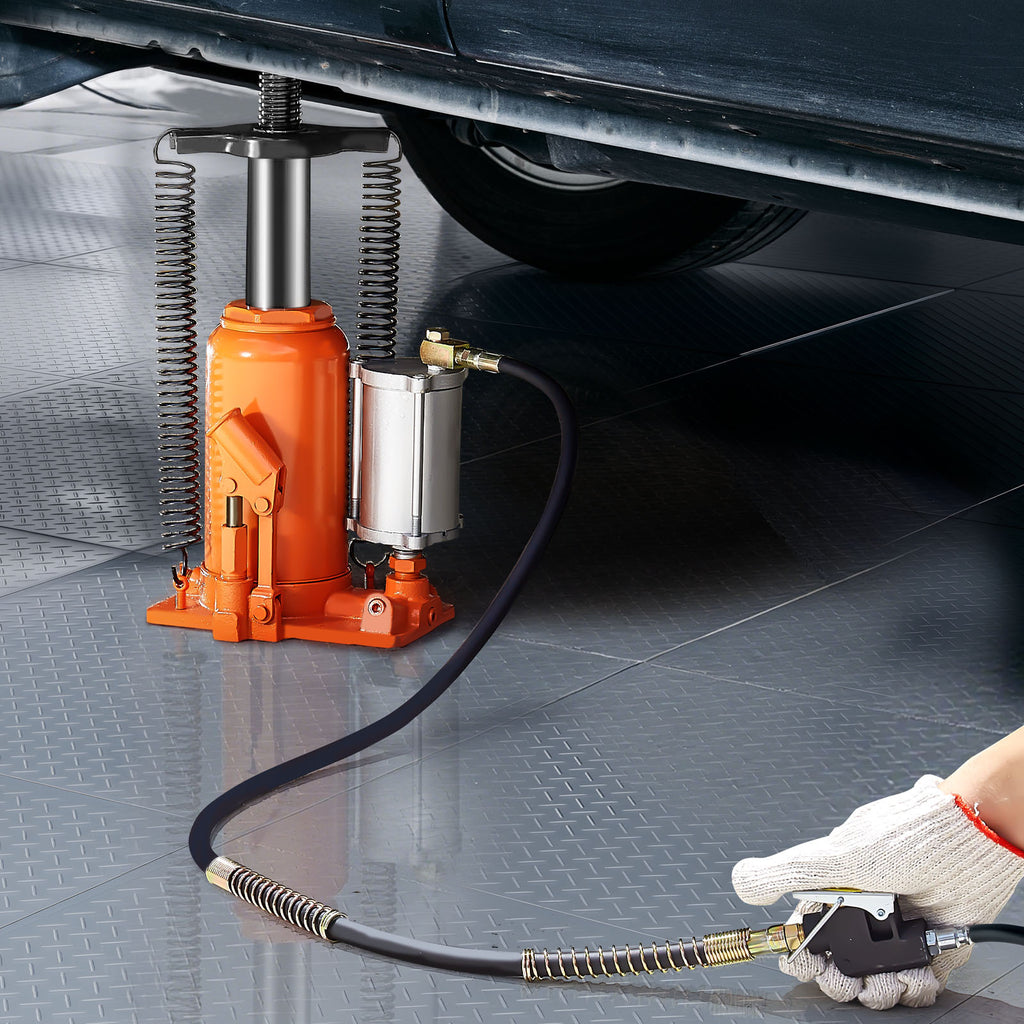 VEVOR Air Hydraulic Jack, 20 Ton (44,092 lbs) Capacity, 10.2-19.5 Inch Lifting Range, Pneumatic/Manual Heavy Duty Welded Jack with Pump, for Car, SUV, Pickup, Truck, RV Repair, Orange