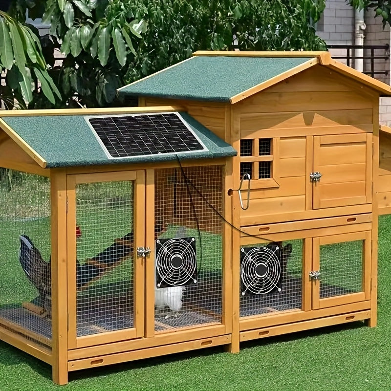 Solar Dual Fan Charging Panel - 30W Solar Kit, Energy-Saving Ventilation Fan Essential for Chicken Coop, Pet House, Small Poultry Shed and Greenhouse