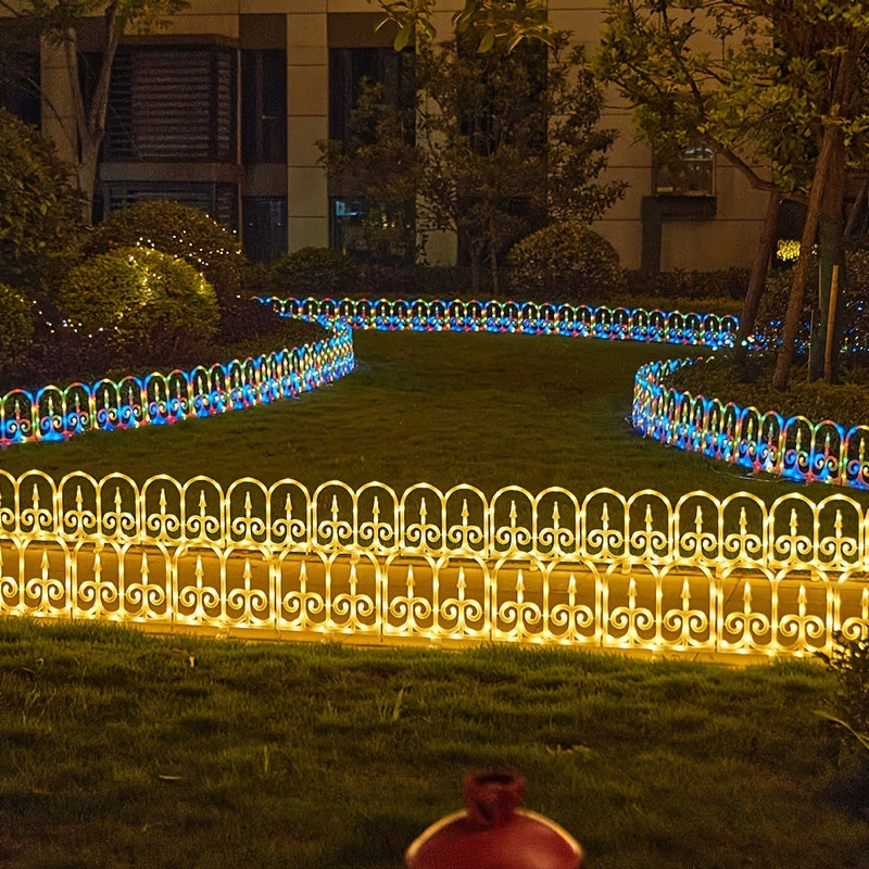 8-Piece Outdoor Solar Fence Light, Solar/USB Dual Power Supply, Warm Light / Color Light Optional, Suitable for Friend Gathering Decorative Atmosphere Light, Valentine's Day Decoration, Proposal Arrangement, Shop, Patio