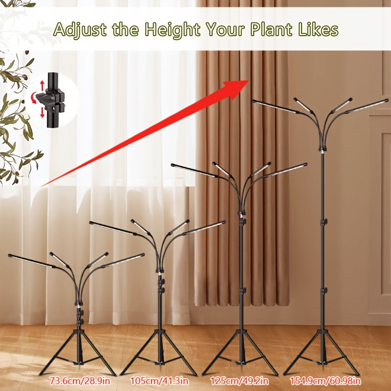 4-Head Bracket Plant Grow Light, 80 LED Beads, 2 Color Modes Freely Switchable, 4H/8H/12H Timing Settings, Ideal Lighting Helper for Home Plant Growth
