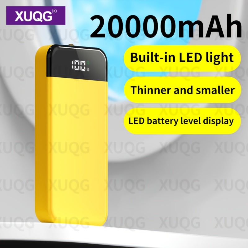 20000mAh Power Bank with LED Power Display, Built-in LED Light, Dual Input/Output, Compact Portable Charger for Mobile Phones