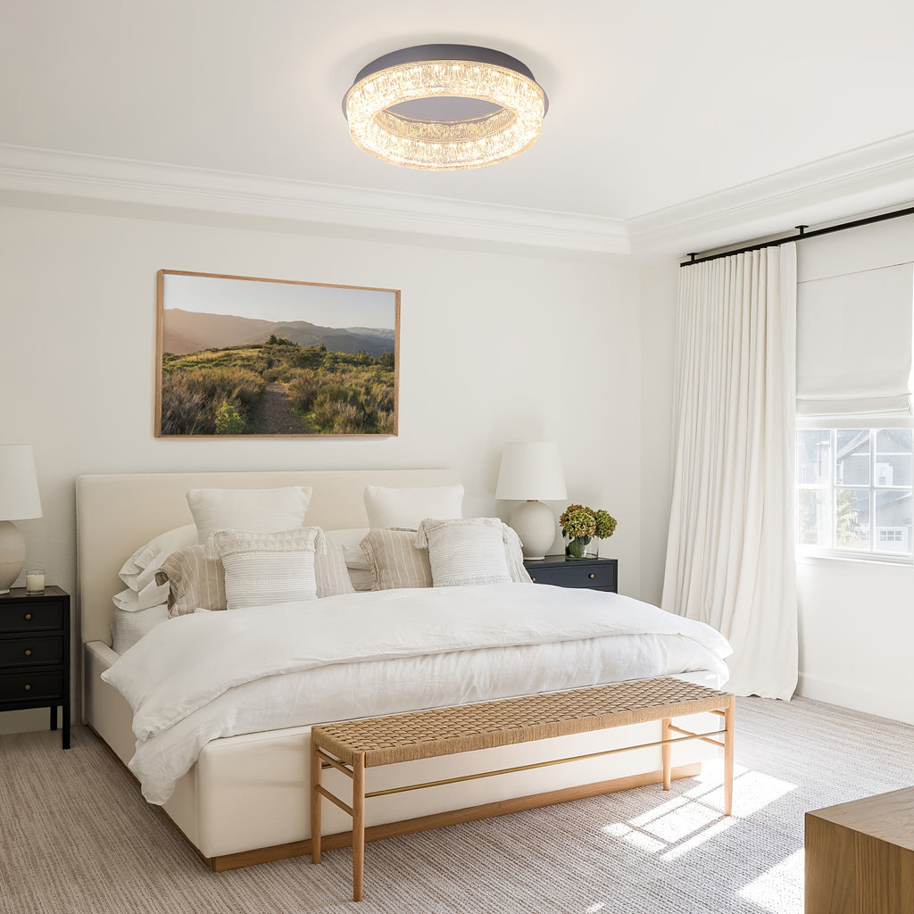 Gainid recessed ceiling light 12.2-inch modern LED ceiling light, round LED fixture with acrylic lampshade, suitable for bedroom, kitchen, foyer, hallway, entryway, chrome material, 3000K color temperature