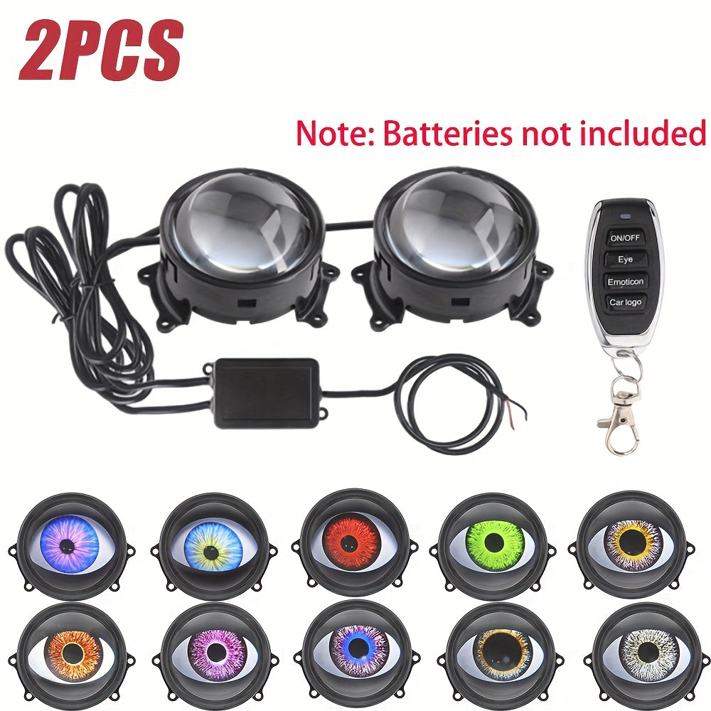 1 Piece / Pair Truck New Upgraded 33 Pattern Evil Eye Expression Decorative Light, 9-36V Compatible with Motorcycles, SUVs, Gifts, Party Decorations, DIY Personalized Car Ornament