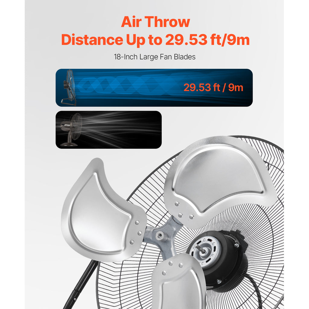 VEVOR 14-20 Inch Floor Fan, 3 Speed, 360° Adjustable Tilt, High Speed Industrial Fan, 1/2 Pack