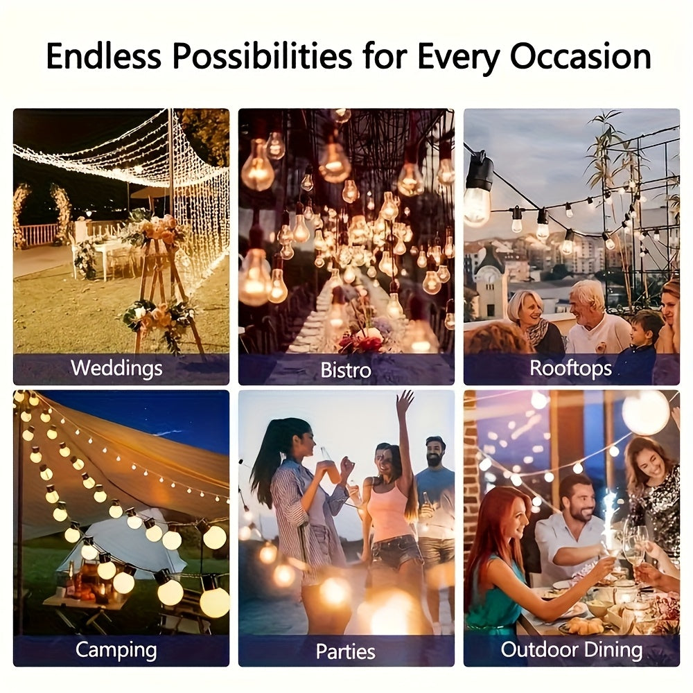 Solar ST38 LED String Light - 50/100/200FT Shatterproof Light String with Remote Control, Perfect for Outdoor Courtyard Decoration, Cafe Bistro, Christmas Wedding Party Night Light