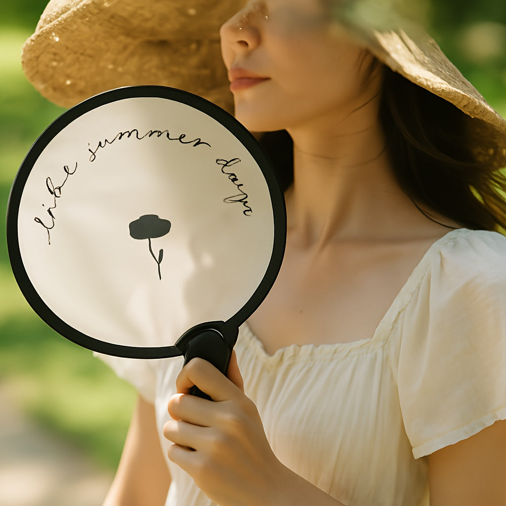 Portable Handheld Folding Fan with Storage Bag, Compact Easy to Carry Manual Operated Fan, Essential for Summer Outdoor Activities Beach Party Travel