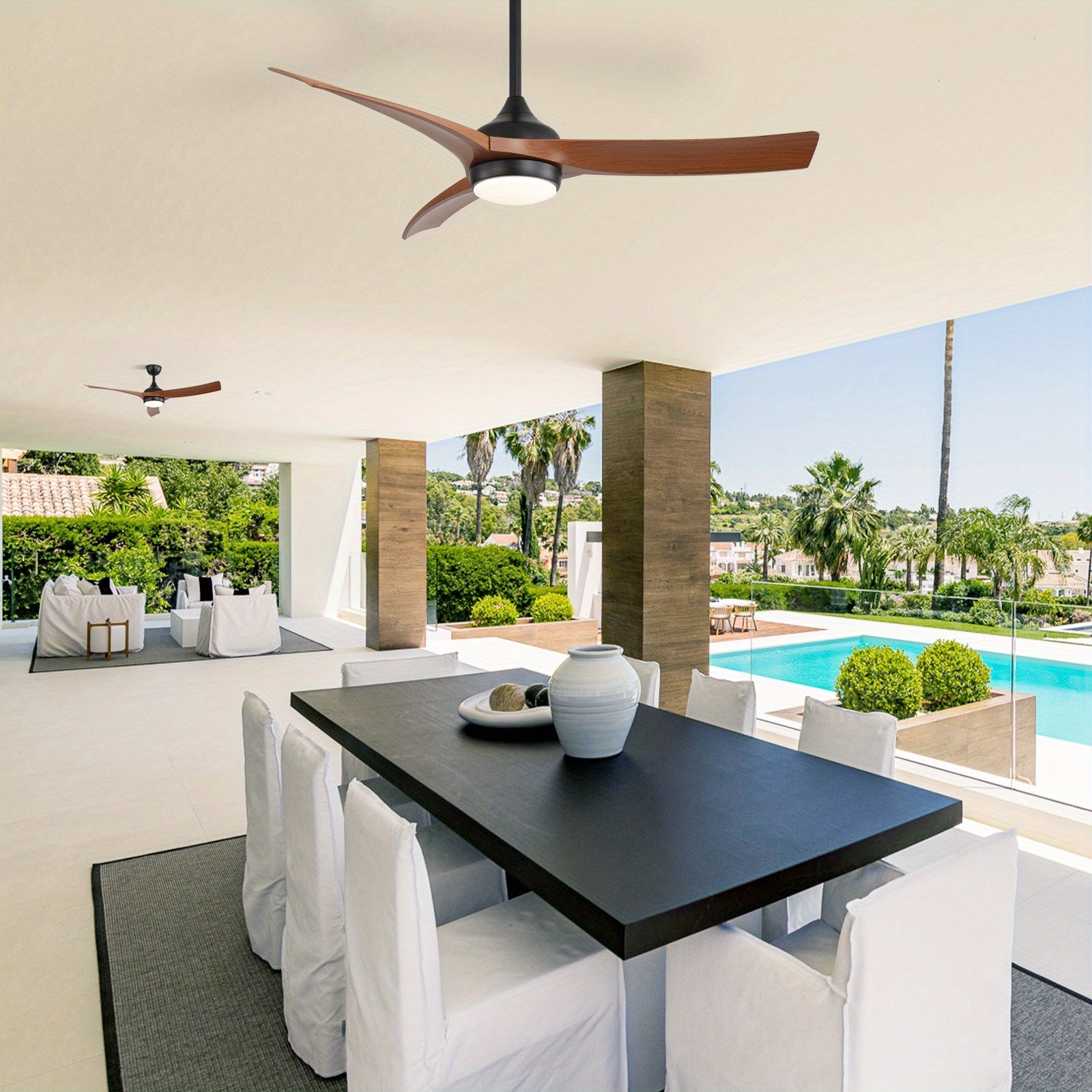 Sofucor Modern Ceiling Fan with Light, 52 Inch, Remote Control, 3 ABS Blades, 3 Color Options, 1/4/8 Hour Timer, 6 Speed Settings, Bright Ceiling Light, for Bedroom, Living Room, Indoor Outdoor