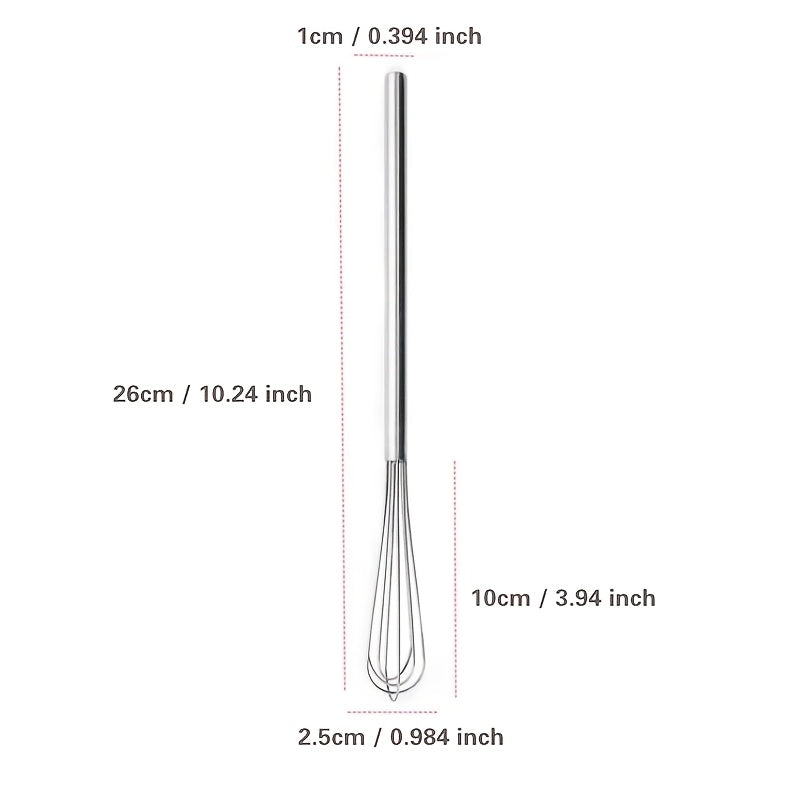 Stainless Steel Mini Whisk, Manual Handheld Egg Beater, Durable Metal Mixer for Kitchen Cooking and Baking