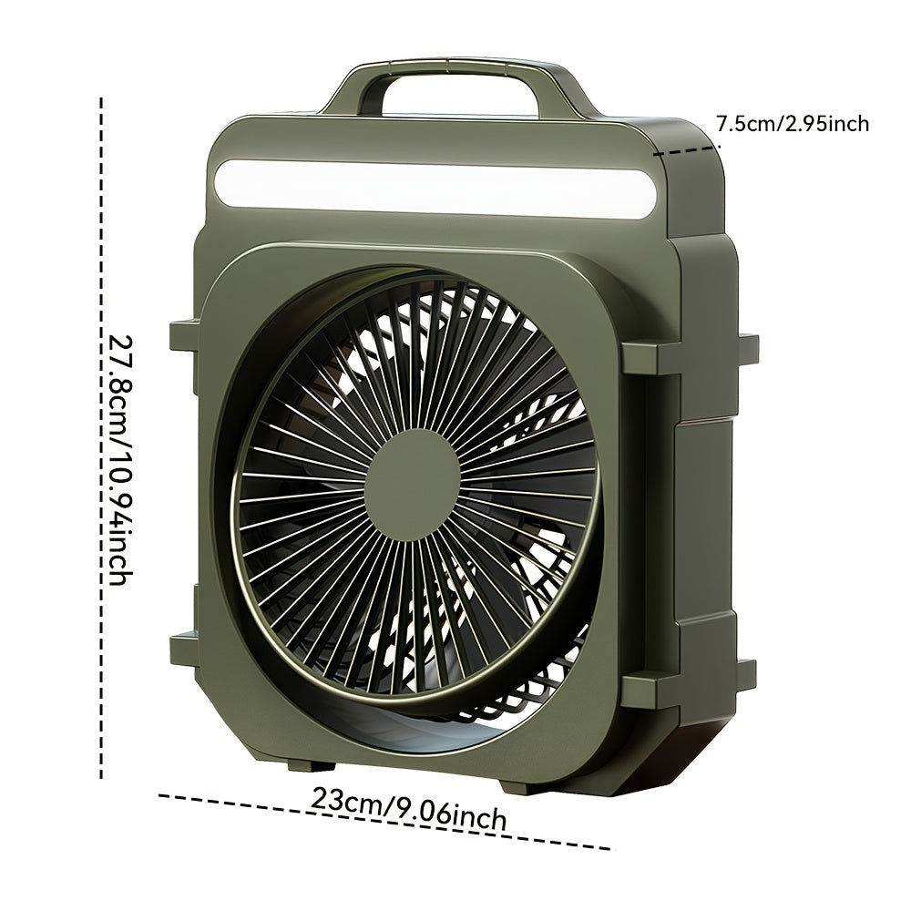 1Pcs 3-in-1 Desktop Fan, 5 Speed Levels, 3 Light Modes, 4000mAh Battery, USB Rechargeable, Portable Quiet Fan for Camping, Home and Office