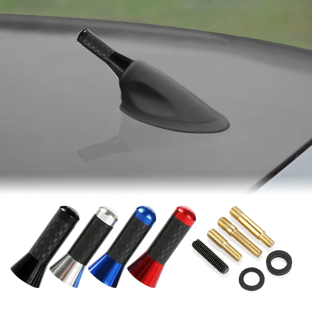 3.5cm/1.38in Car Mini Short Antenna Carbon Fiber Antenna Short Radio Metal Receiving Antenna Antenna Accessory