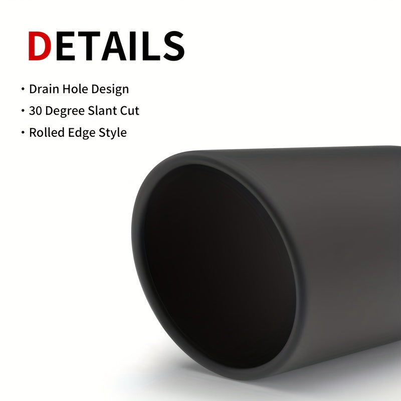 Richeer Exhaust Tip, 4 to 8 Inch Size, Features 4 Inch Inlet and 8 Inch Outlet, Overall Length 15 Inches. Made of Stainless Steel with Black Powder Coated Finish