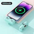 Aikeing 5000mAh 迷你行動電源，iPhone 充電器，內建 Type-C 接頭，適用於 Android 和所有行動裝置的快充行動電源，輕巧旅行充電器，緊急口袋充電器，方便攜帶使用（萬聖節、聖誕節、當地倉庫）