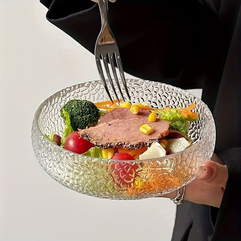 2-Piece Set Unique Hammered Design Premium Japanese Hammered Glass Bowls – Microwave Safe, Round – Perfect for Fruit, Salad, Dessert, Ice Cream & Breakfast