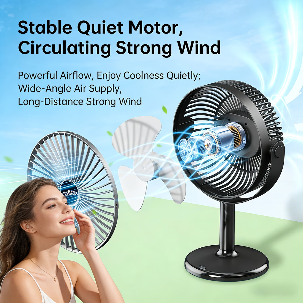 Multifunctional Adjustable Hanging & Desktop Fan | 5 Speed Levels, Built-in Light, USB Charging Port, 360° Adjustable, Triple Fan Design, High Power & Large Capacity Battery, Perfect Partner for Home, Bedroom, Living Room