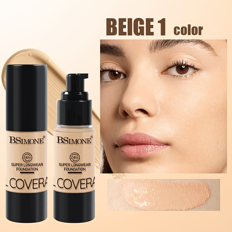 BSIMONE 1pc 24h长效持妆粉底粉底液，专业底妆，防汗不脱妆，遮瑕能力强，易上妆，隐形毛孔不厚重，适合干皮油皮敏感肌，舞台妆，聚会，派对，音乐节，狂欢节，圣诞节