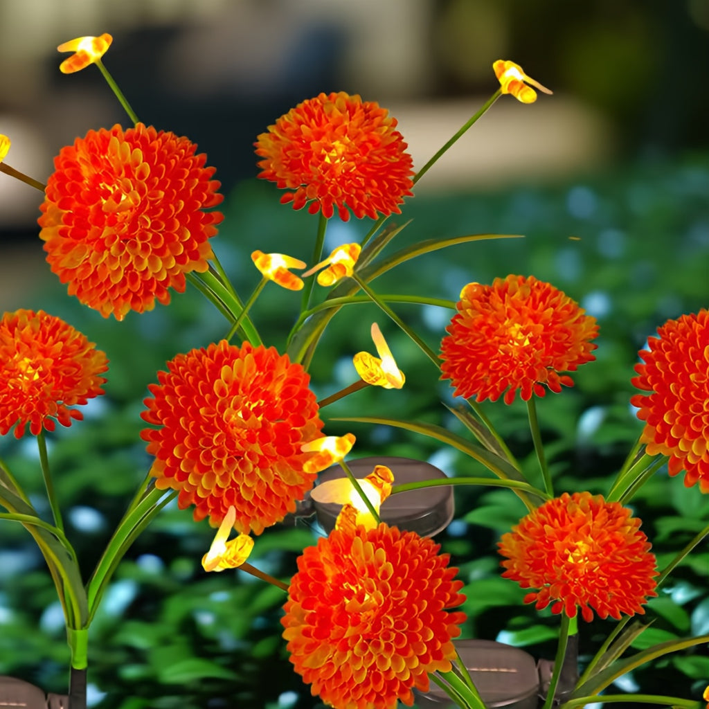 A Single Solar Honeycomb Flower Light, Designed in the Shape of a Bee, Perfect for Decorating Outdoor Spaces such as Gardens and Lawns