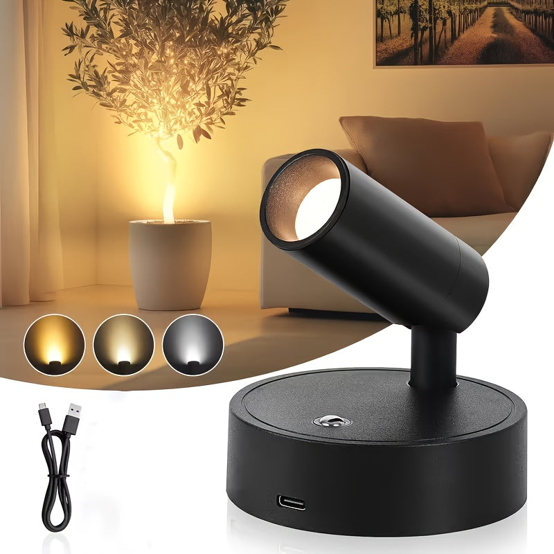 Adjustable Warm White / Cool White / Neutral Light Elegant Ambient Light, 3-Color Temperature Wireless Spotlight with Motion Sensor LED / Wall Light Strip, High-Efficiency Sensor Light, USB Rechargeable, Automatic On/Off, Warm White LED Bulb
