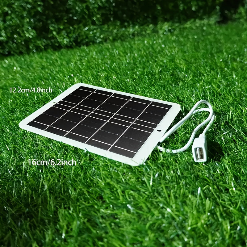 一款適合戶外旅行和露營的太陽能板充電器 - 使用太陽能供電，具有充電控制器，連接器：女性連接器轉換為男性 USB - 適合手機、手機充電器、手電筒、風扇、平板電腦