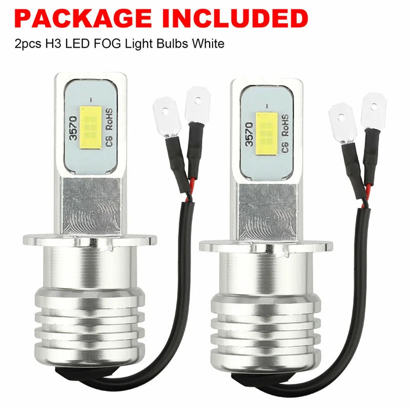 2-Pack H3 LED Headlight Bulb Set 80W White 3570 6000K Canbus Error CAR DOWN LIGHT Car Light 12V 24V, No Battery Included