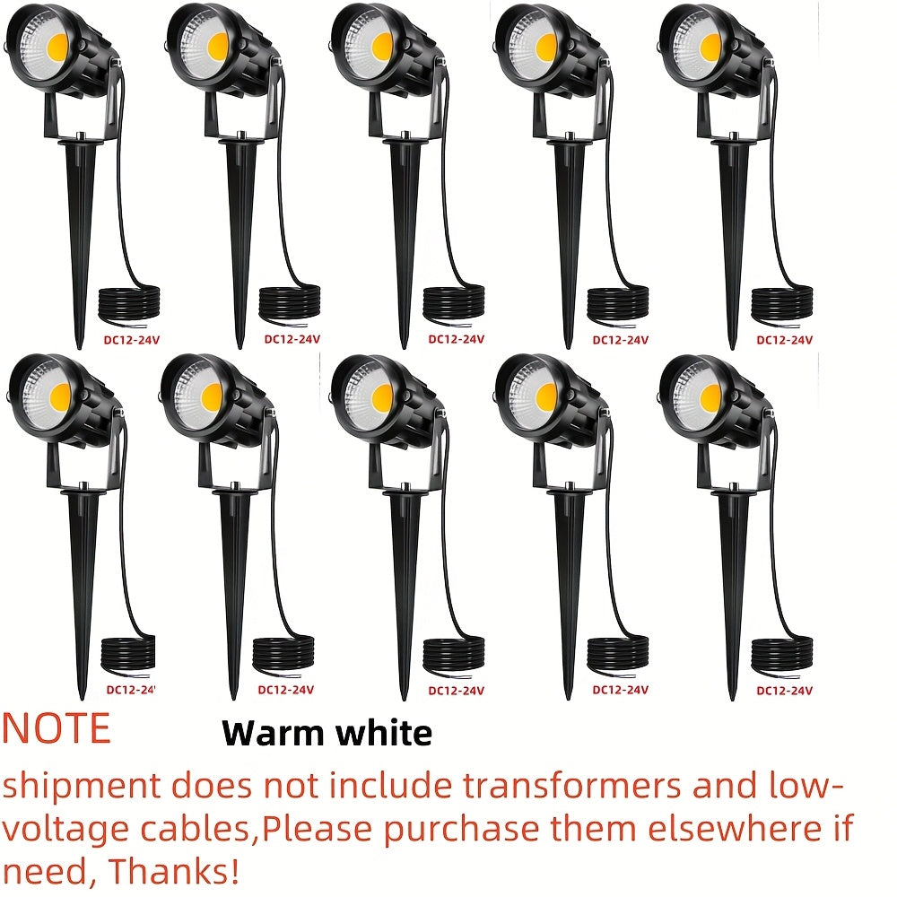 2/4/6/8/10 pcs low voltage LED landscape light | 6W, 12V-24V, outdoor Christmas spotlight, warm white, cool white, IP66 lighting lamp suitable for gardens, paths, walls, trees, flags