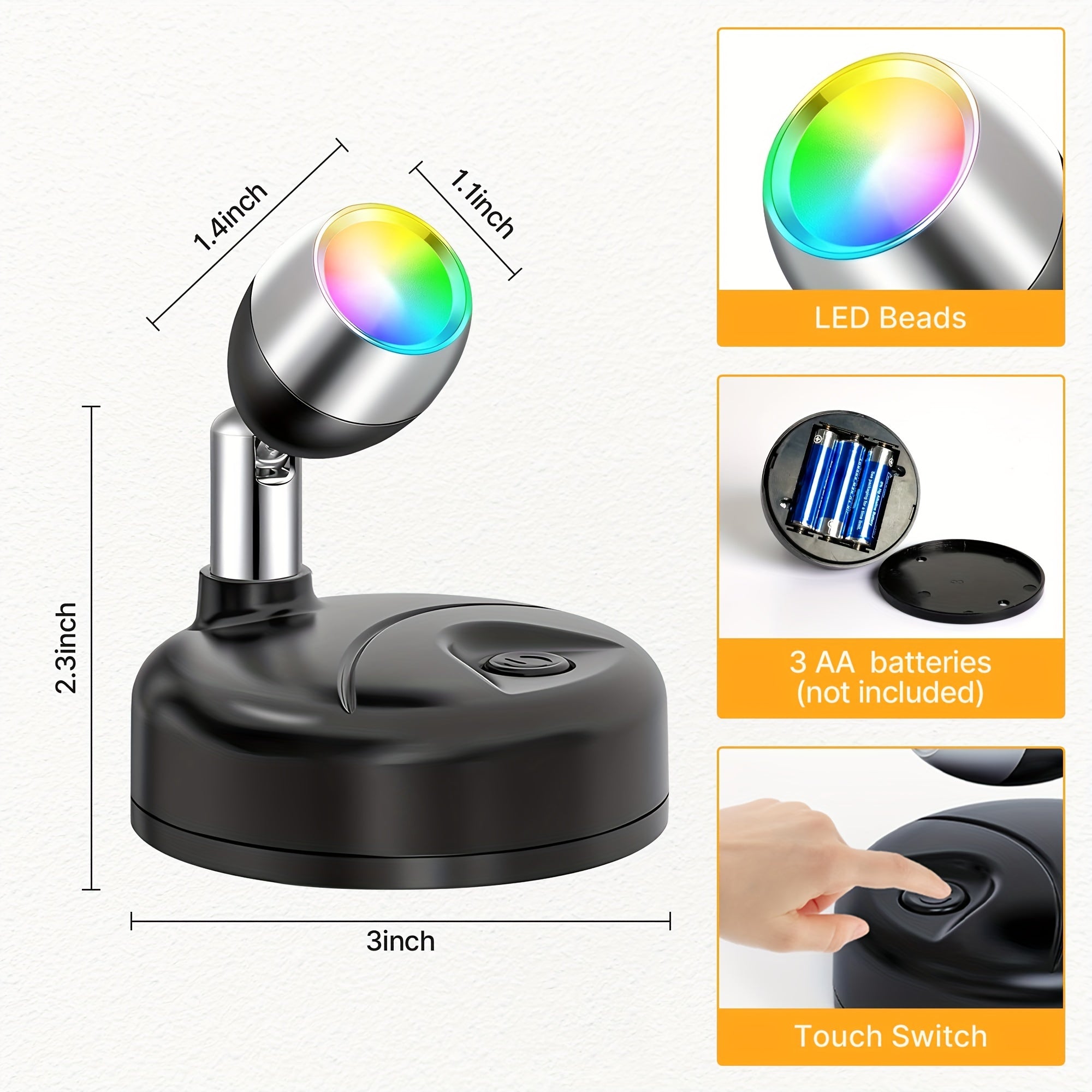 A set of 4 wireless RGBW indoor decorative spotlights, uplighting, 13-color changing tree lights, photo lighting with remote control and timer, illumination for plants and holiday celebrations