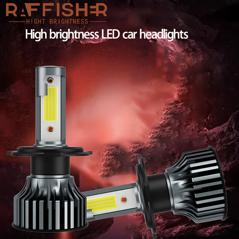 RAFFISHER 2-Pack H4 H7 LED Headlights, 480W High Power, 50000LM Brightness, Compatible with Canbus and Various Models Including H1, H11, H8, H9, HB3 9005, HB4 9006, 12V, 6000K Turbo Light, for Vehicles