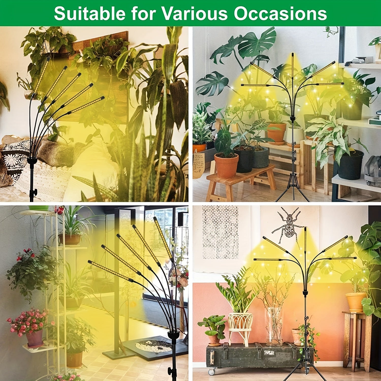 Tripod Plant Grow Light, 3000K Warm White Adjustable Stand Grow Lamp, Seedling Plant Growth Supplement Light