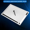 1pc 12" Square / 12"x8" Rectangular Waterfall Rain Shower Head - High Flow Stainless Steel, Polished Chrome Finish, Rustproof & Durable, Ceiling/Wall Mount, Includes Teflon Tape Installation Kit